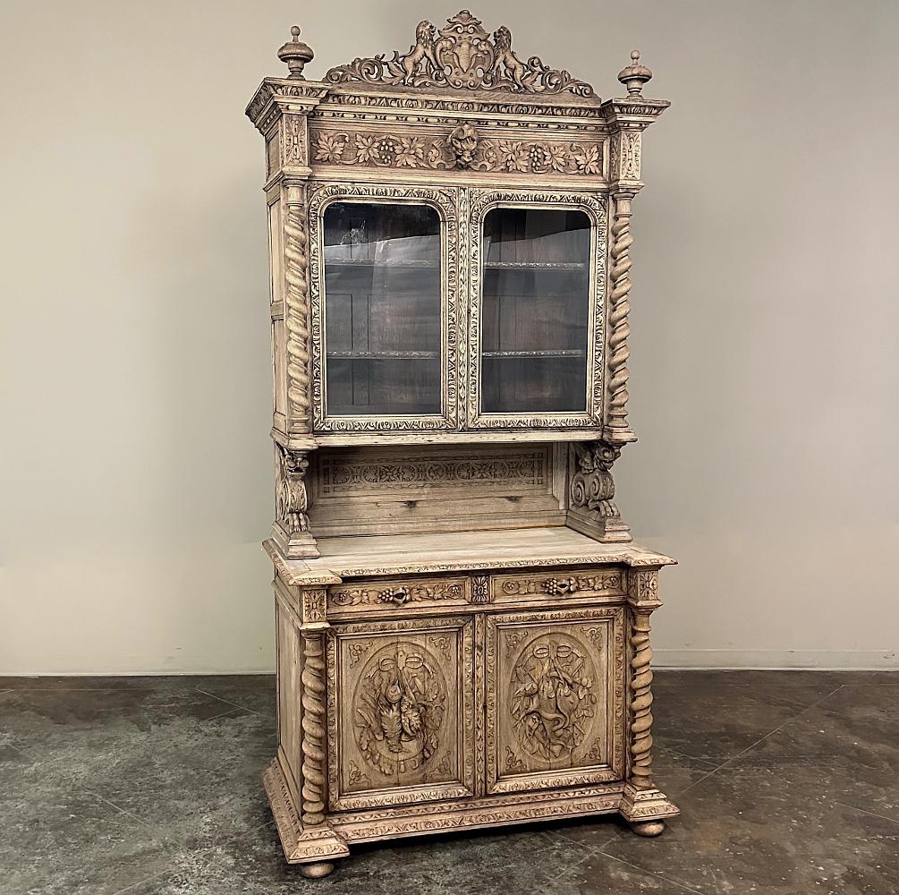 Hand-Carved 19th Century French Renaissance Hunt Buffet ~ Bookcase For Sale