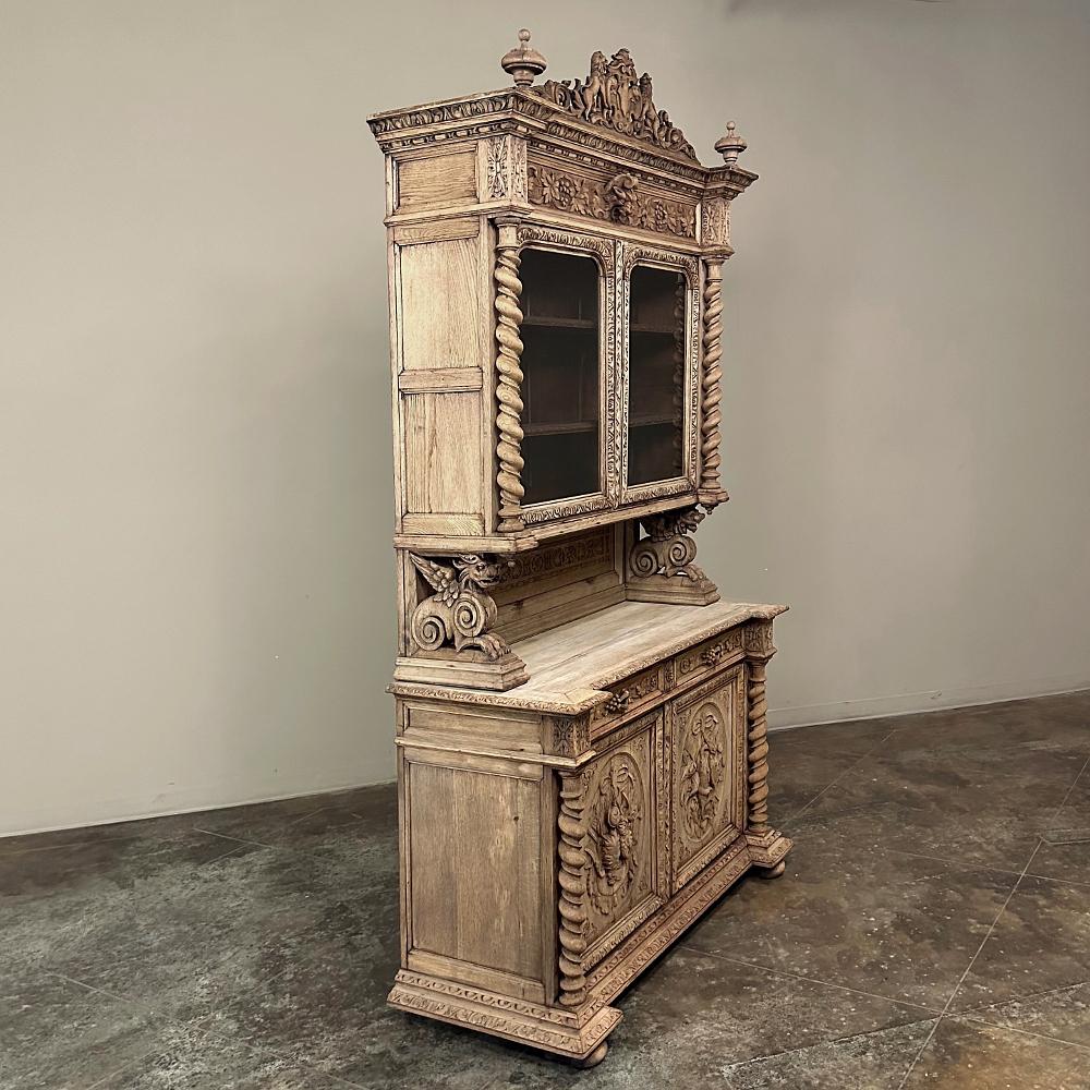 19th Century French Renaissance Hunt Buffet ~ Bookcase In Good Condition For Sale In Dallas, TX