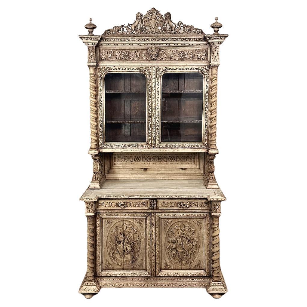 19th Century French Renaissance Hunt Buffet ~ Bookcase For Sale