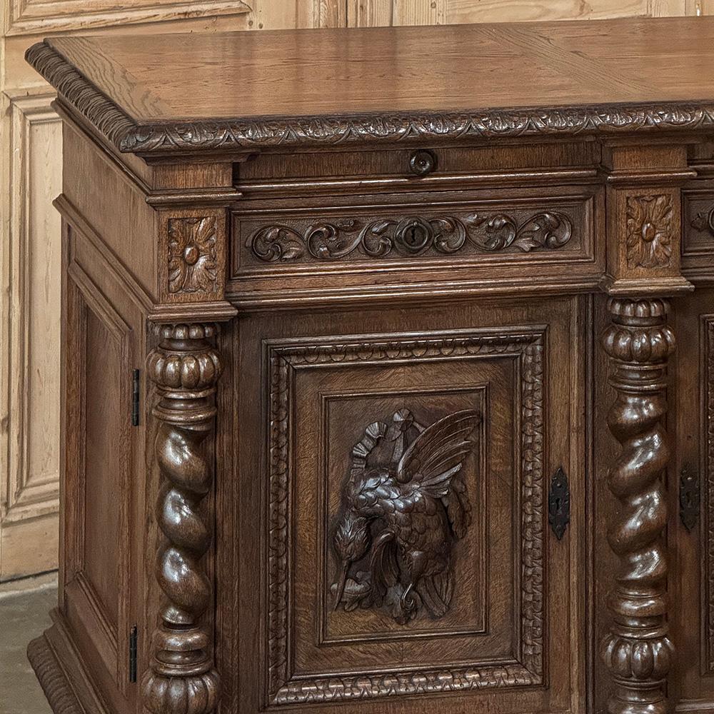 Intagliato a mano Buffet di caccia rinascimentale francese del XIX secolo ~ Credenza in vendita