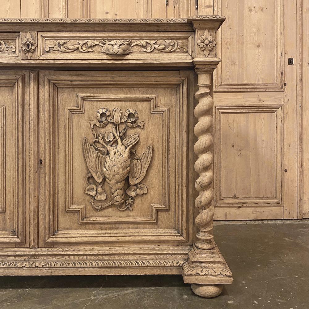 19th Century French Renaissance Hunt Buffet in Stripped Oak 1