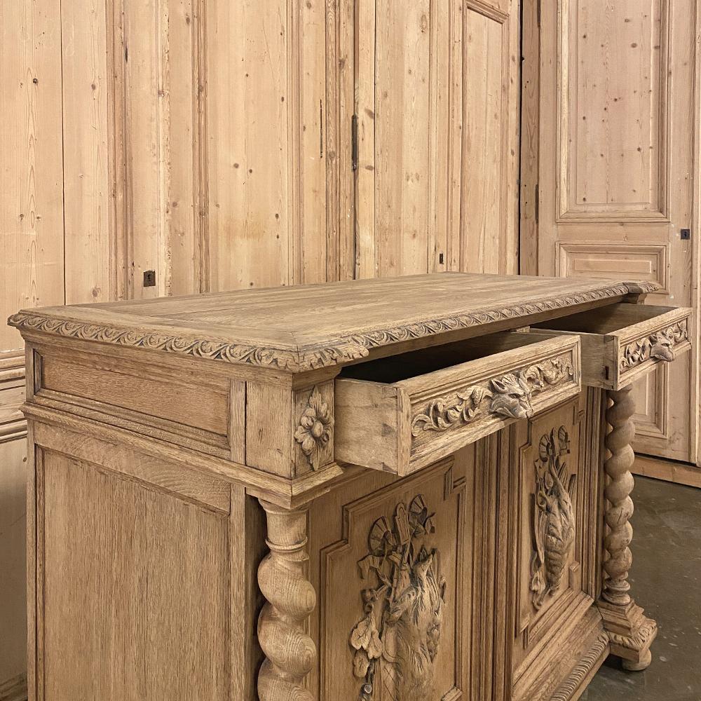 19th Century French Renaissance Hunt Buffet in Stripped Oak 2