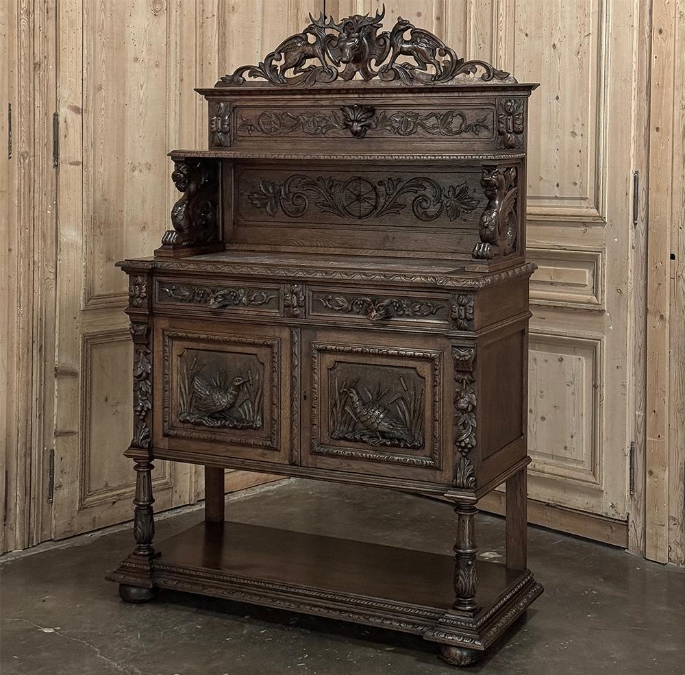 19th Century French Renaissance Hunt Buffet ~ Server is a magnificent tribute to a bygone era, a time when there wasn't a couple of grocery stores in every neighborhood, and those with means considered hunting a necessary service, as well as an