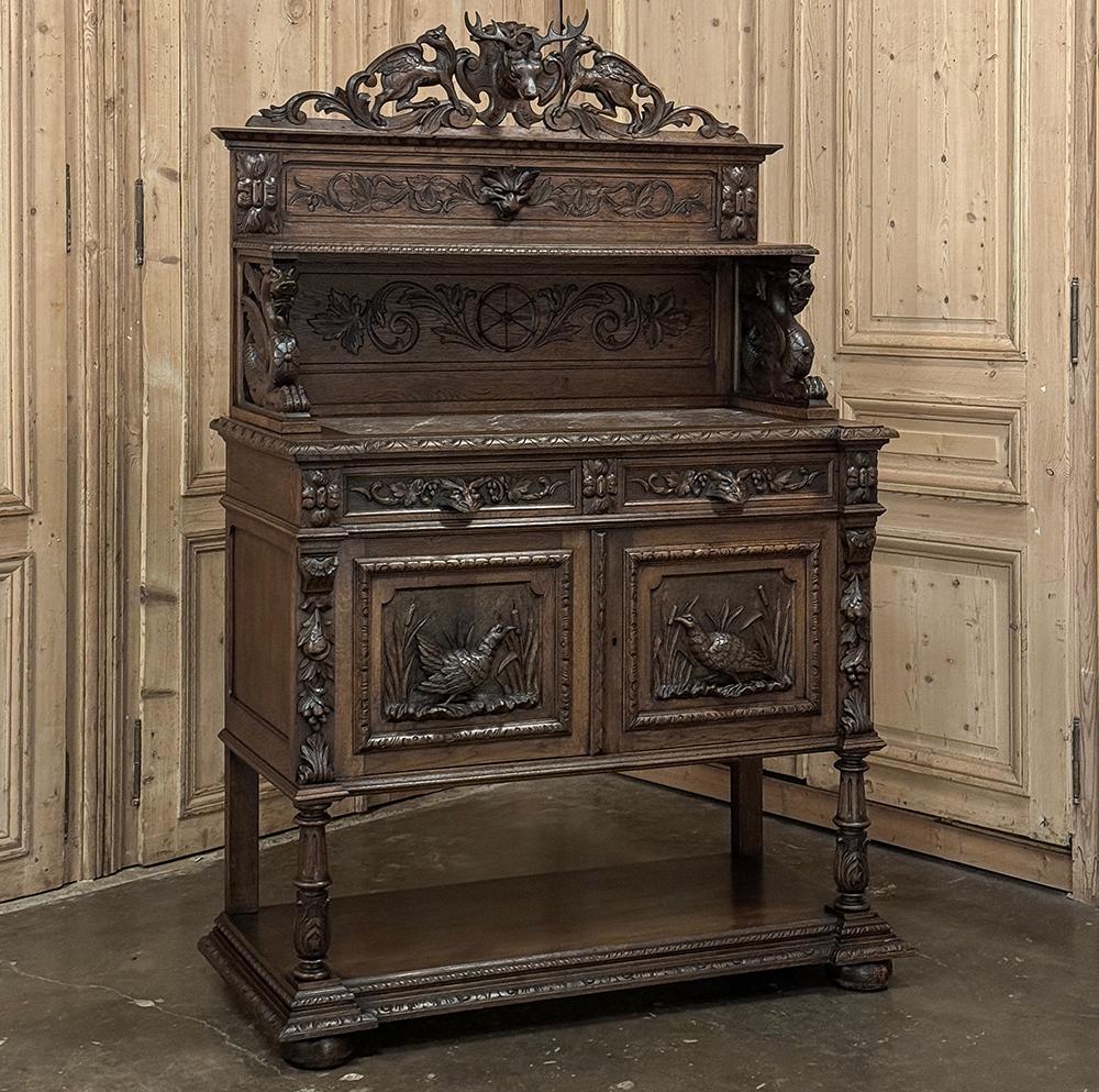 19th Century French Renaissance Hunt Buffet ~ Server In Good Condition For Sale In Dallas, TX