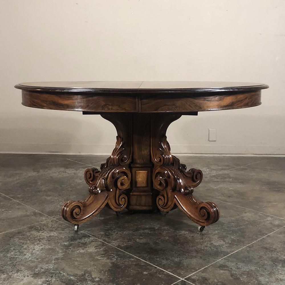 19th Century French Renaissance, Louis XIV Walnut Pedestal Table In Excellent Condition In Dallas, TX