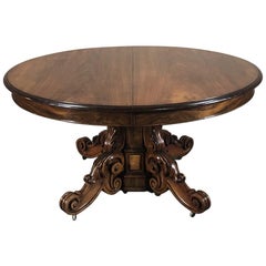19th Century French Renaissance, Louis XIV Walnut Pedestal Table