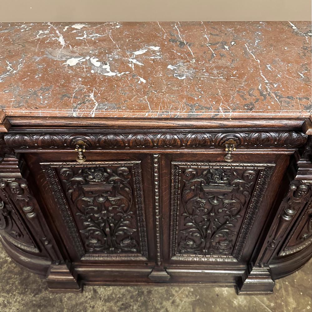 19th Century French Renaissance Marble Top Buffet For Sale 4