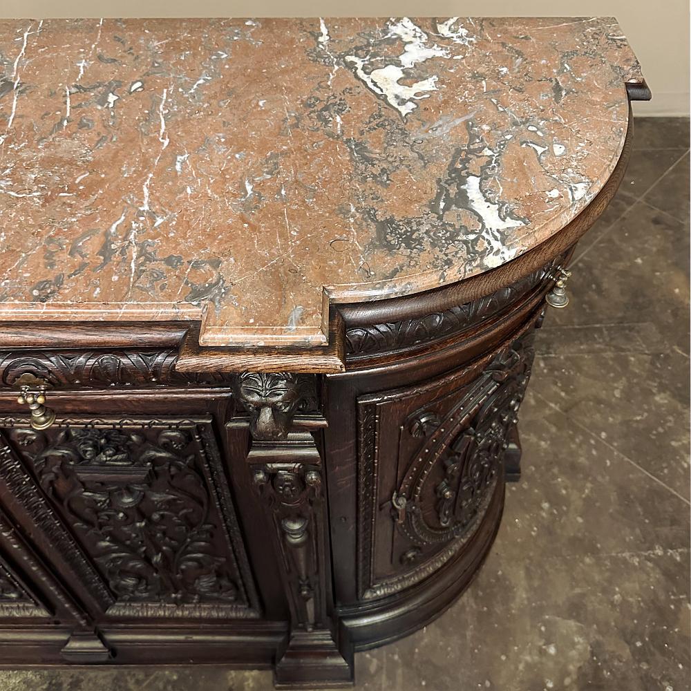 19th Century French Renaissance Marble Top Buffet For Sale 5