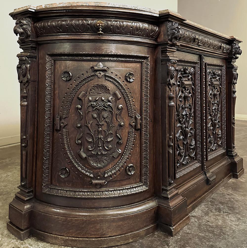 19th Century French Renaissance Marble Top Buffet For Sale 8