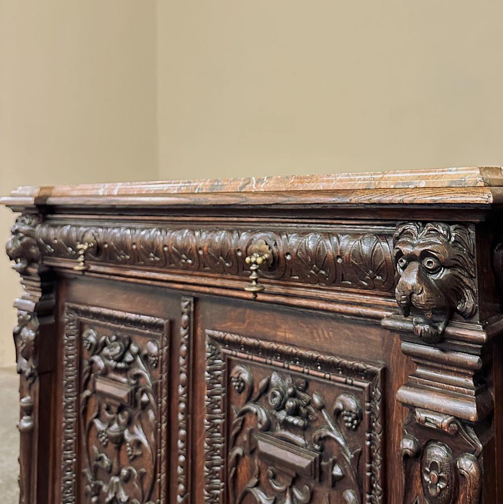 19th Century French Renaissance Marble Top Buffet For Sale 12