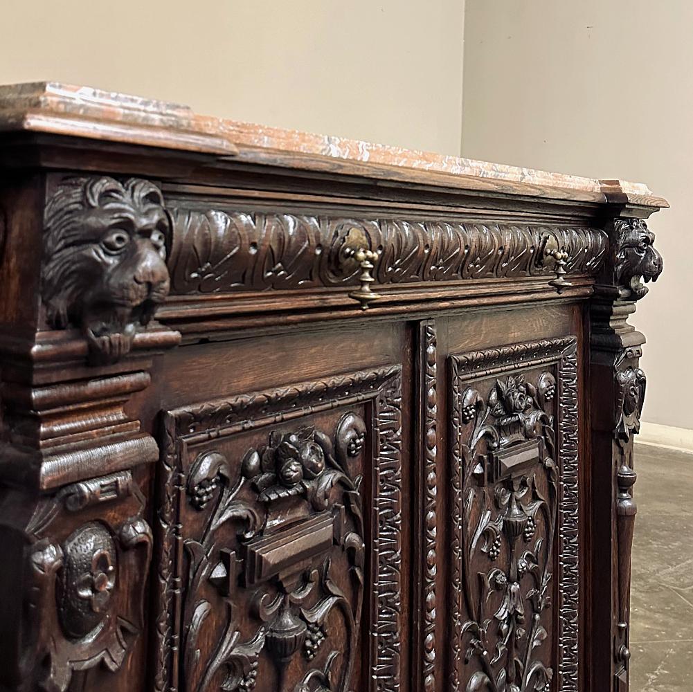 19th Century French Renaissance Marble Top Buffet For Sale 13