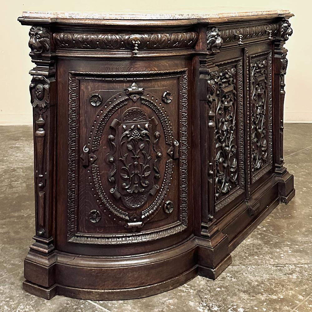 19th Century French Renaissance Marble Top Buffet In Good Condition For Sale In Dallas, TX