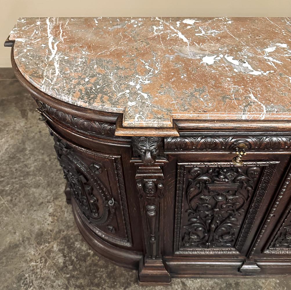 19th Century French Renaissance Marble Top Buffet For Sale 3