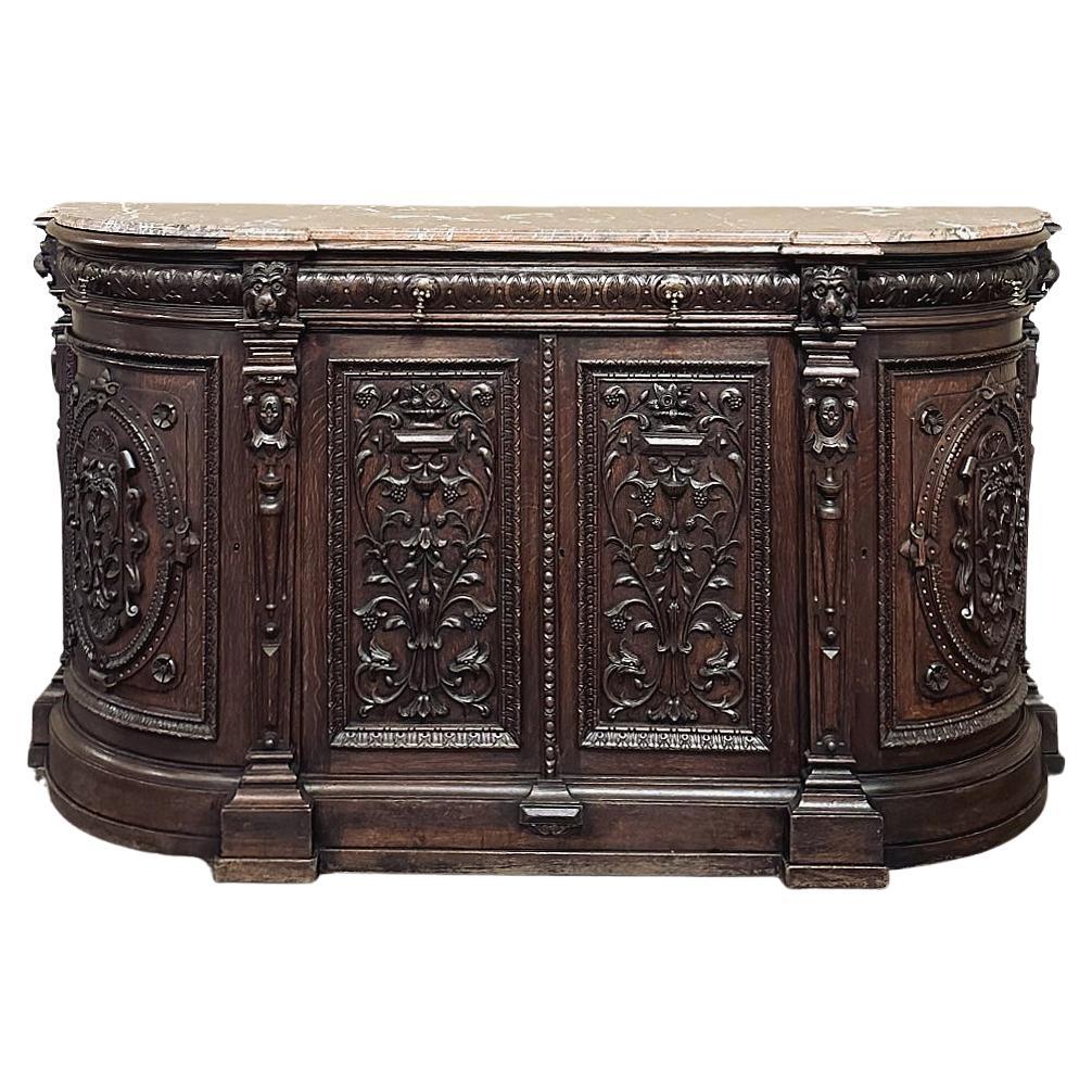 19th Century French Renaissance Marble Top Buffet For Sale