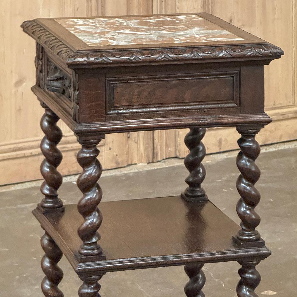 Table de nuit à plateau de marbre French Renaissance du 19e siècle ~ Table de chevet en vente 4