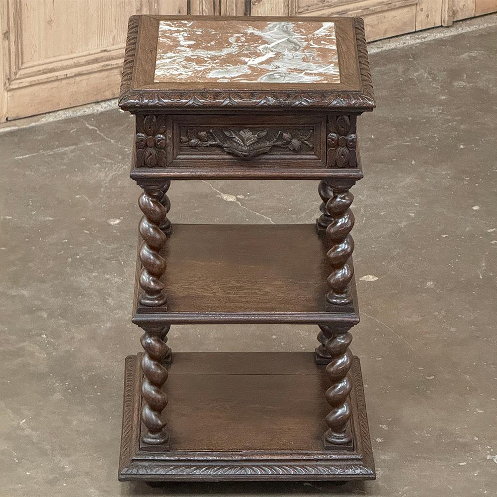 Table de nuit à plateau de marbre French Renaissance du 19e siècle ~ Table de chevet en vente 6