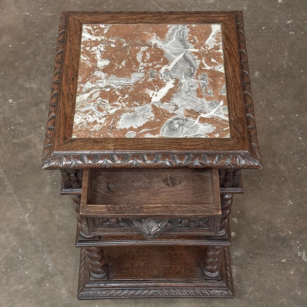 Table de nuit à plateau de marbre French Renaissance du 19e siècle ~ Table de chevet en vente 7