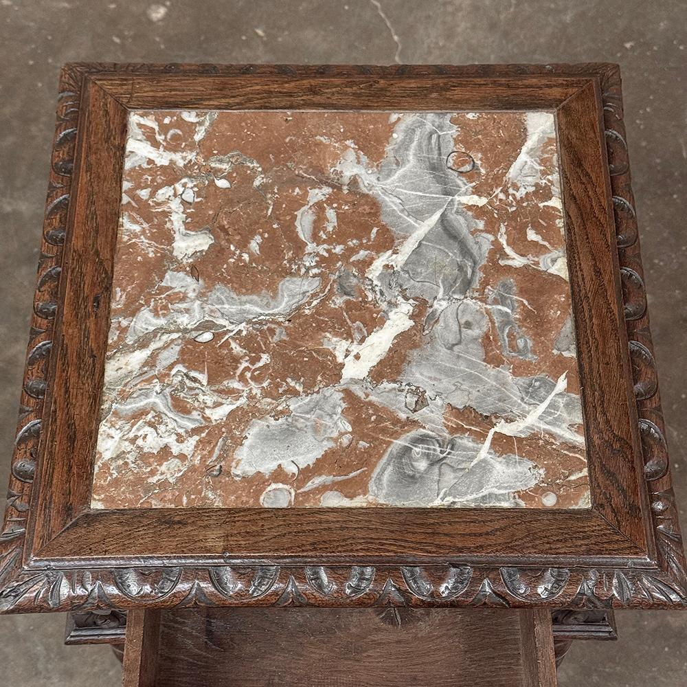 Table de nuit à plateau de marbre French Renaissance du 19e siècle ~ Table de chevet en vente 8