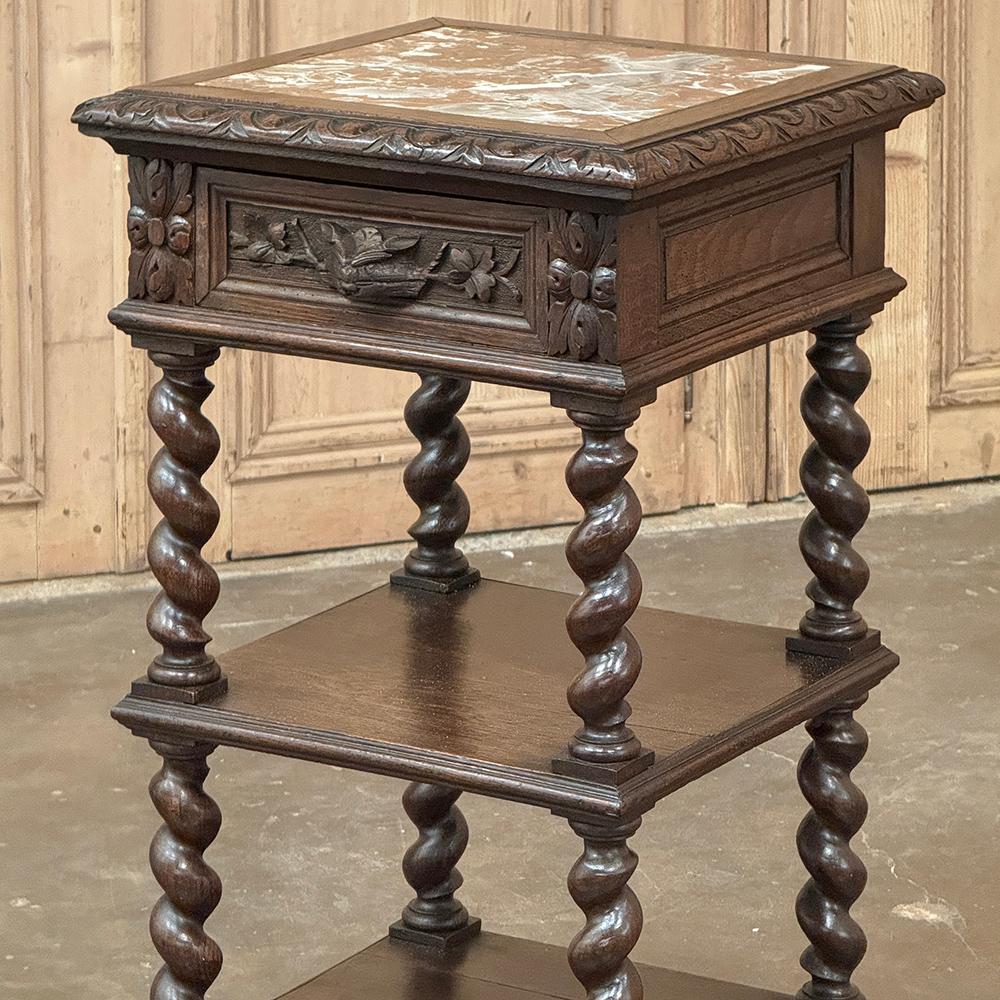 Marbre Table de nuit à plateau de marbre French Renaissance du 19e siècle ~ Table de chevet en vente