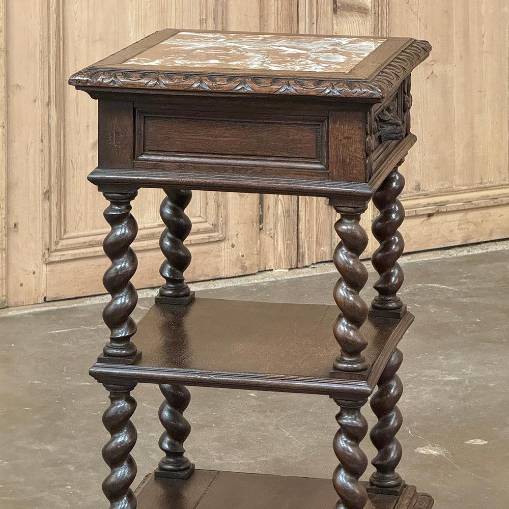 Table de nuit à plateau de marbre French Renaissance du 19e siècle ~ Table de chevet en vente 2