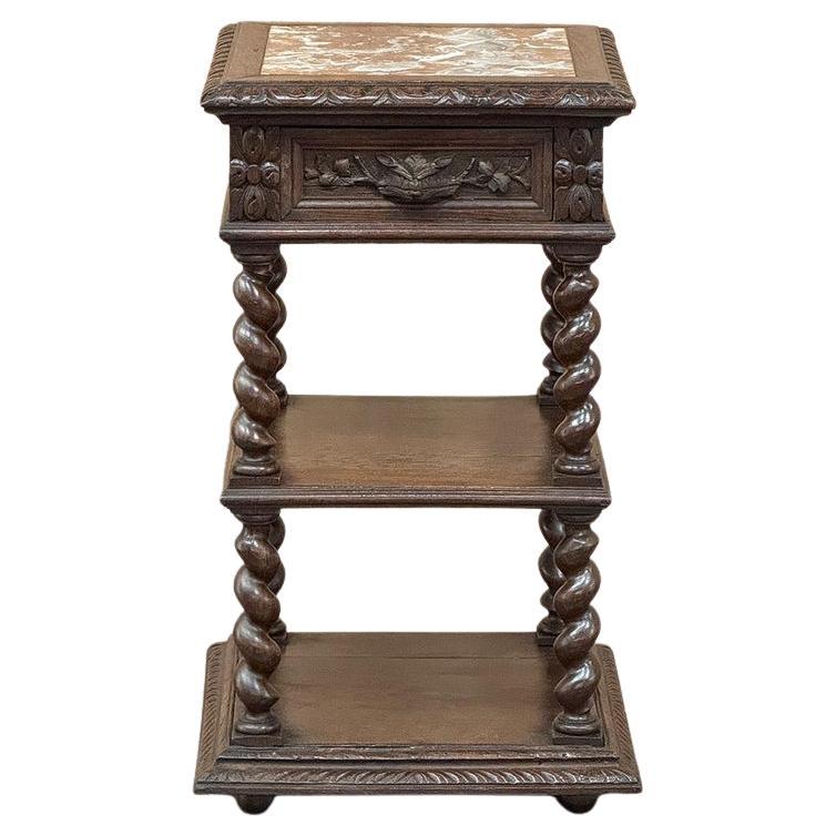Table de nuit à plateau de marbre French Renaissance du 19e siècle ~ Table de chevet