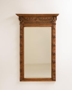 19th Century French Renaissance Mirror, Walnut Frame, Antique Design