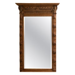 19th Century French Renaissance Mirror, Walnut Frame, Antique Design