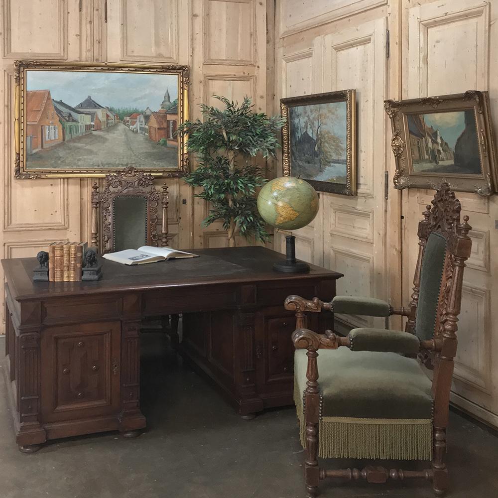 19th Century French Renaissance Oak Partner S Desk