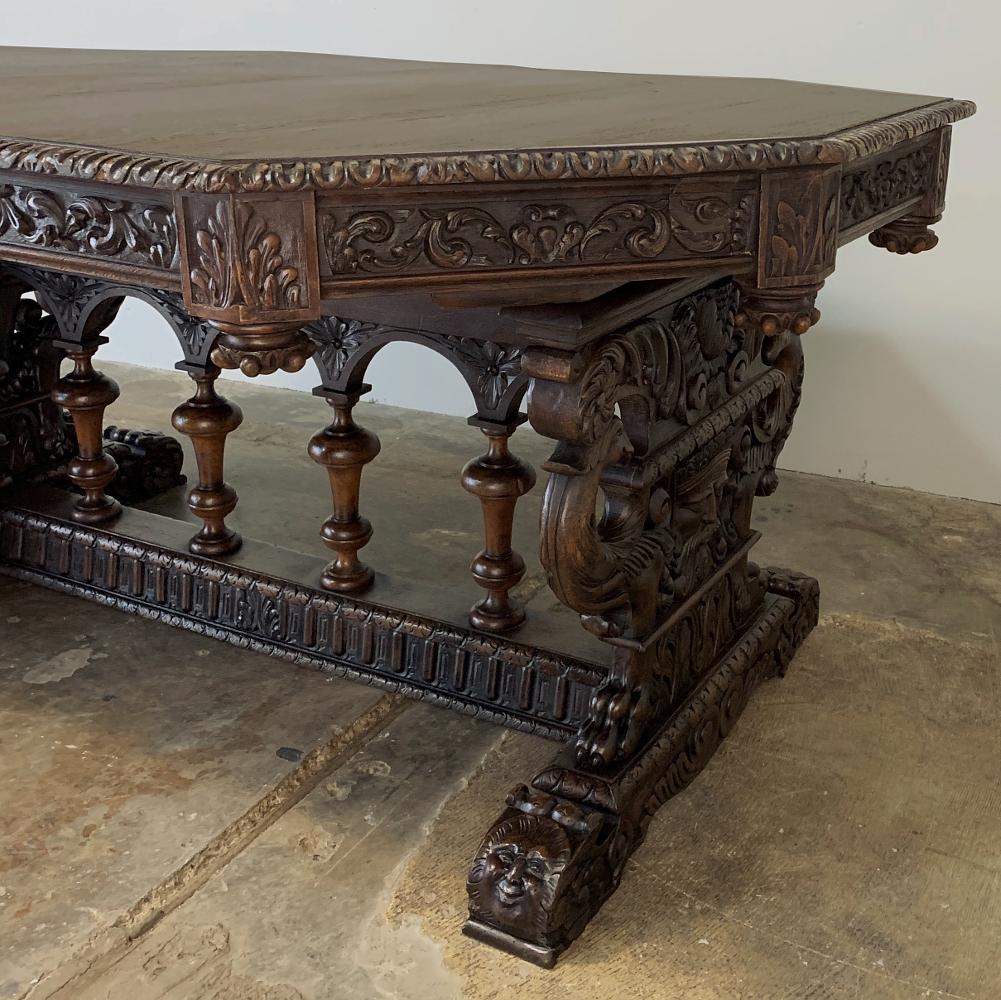 19th Century French Renaissance Octagonal Library Table 1