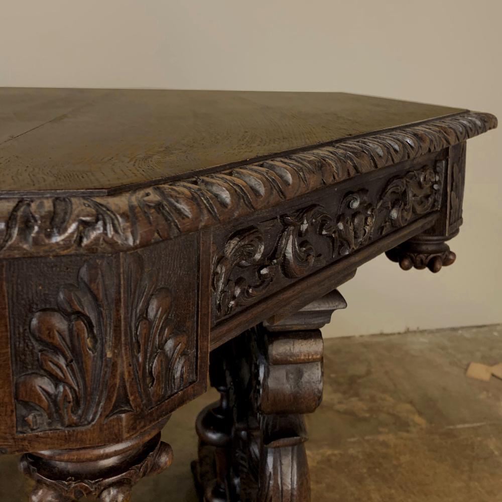 19th Century French Renaissance Octagonal Library Table 3