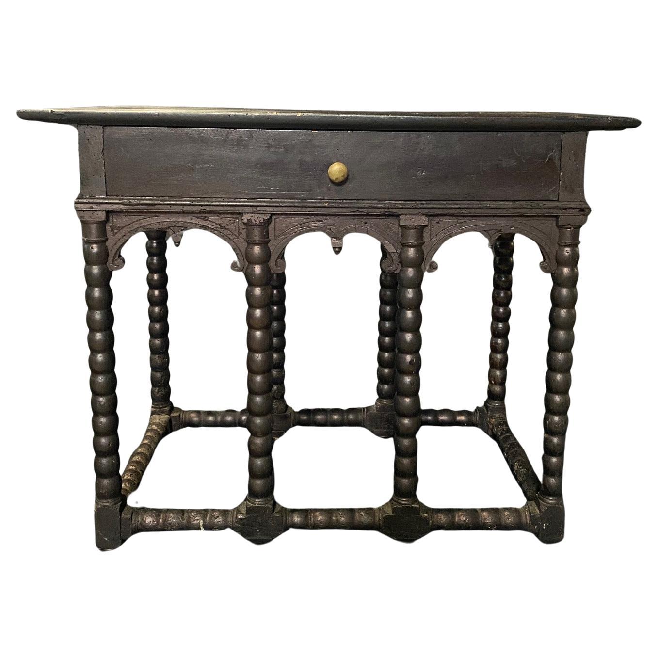  19th Century  French Renaissance or Napoleon III Ebony Black Console Table For Sale