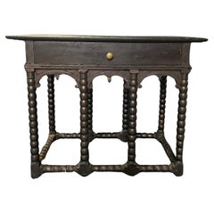 19th Century  French Renaissance or Napoleon III Ebony Black Console Table