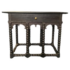  19th Century  French Renaissance or Napoleon III Ebony Black Console Table