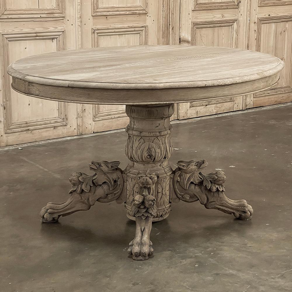 19th Century French Renaissance Oval Center Table ~ Dining Table in Stripped Oak For Sale 5