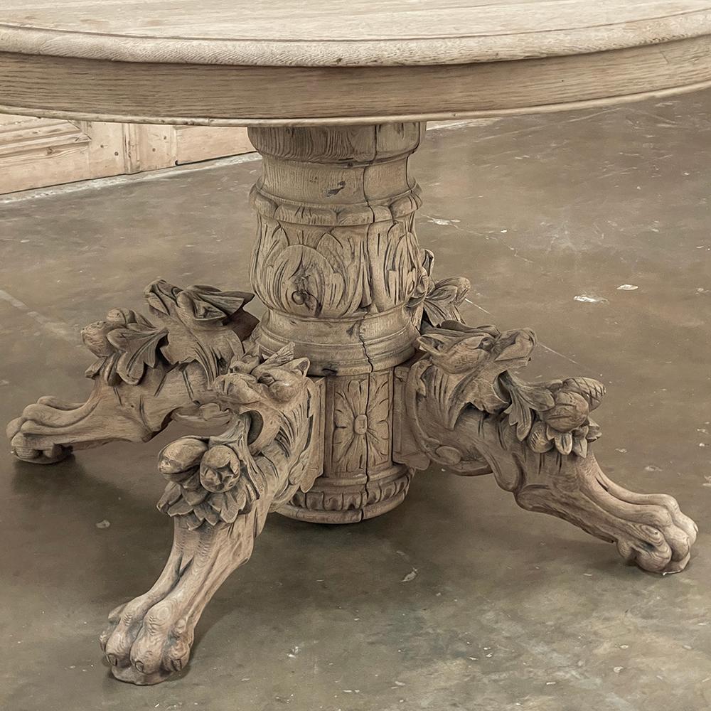 19th Century French Renaissance Oval Center Table ~ Dining Table in Stripped Oak For Sale 6