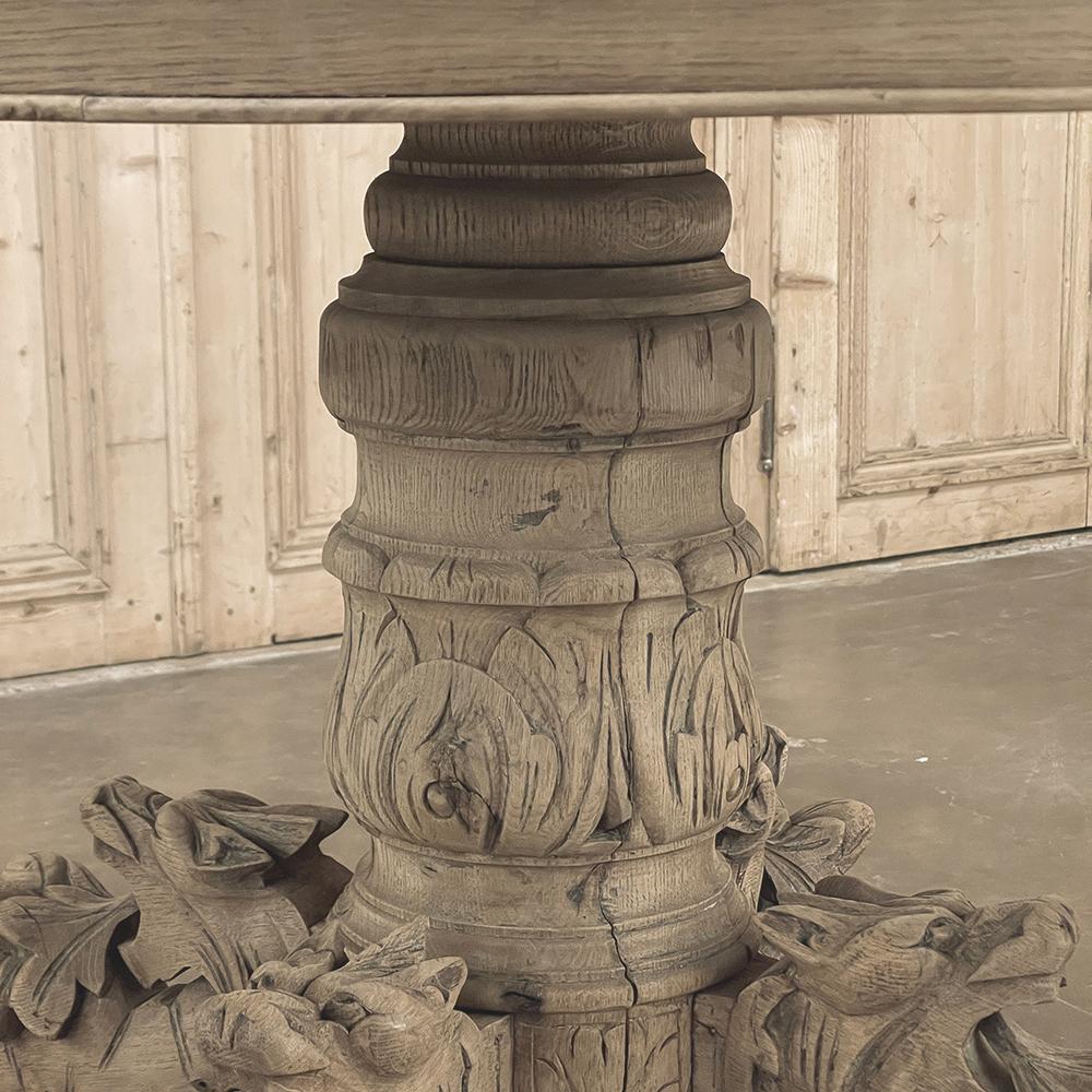 19th Century French Renaissance Oval Center Table ~ Dining Table in Stripped Oak For Sale 9