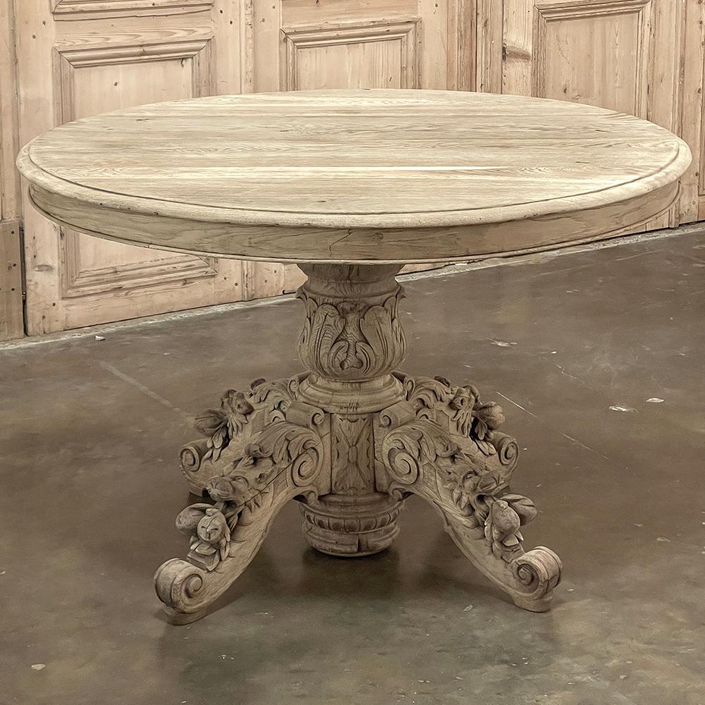 19th Century French Renaissance Oval Center Table ~ Dining Table in Stripped Oak makes an unforgettable style statement while exuding a softened appearance thanks to our proprietary stripping process that leaves the natural color and patina of the