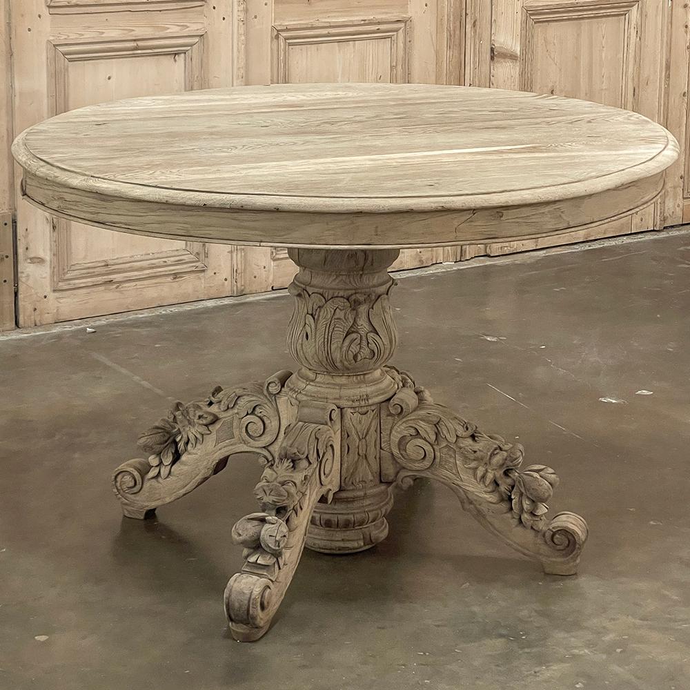 Néo-Renaissance Table centrale ovale French Renaissance du 19e siècle ~ Table de salle à manger en chêne décapé en vente