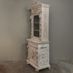 19ème siècle français Renaissance peint bibliothèque de chasse ~ Buffet a Deux Corps