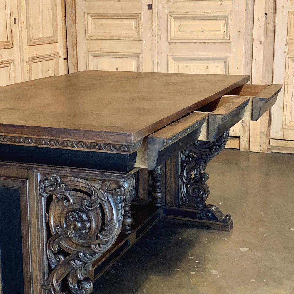 19th Century French Renaissance Partner's Writing Desk In Good Condition In Dallas, TX