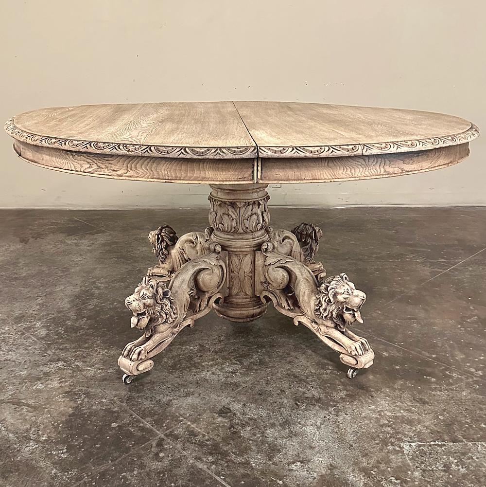 19th Century French Renaissance Pedestal Dining ~ Center Table In Good Condition For Sale In Dallas, TX