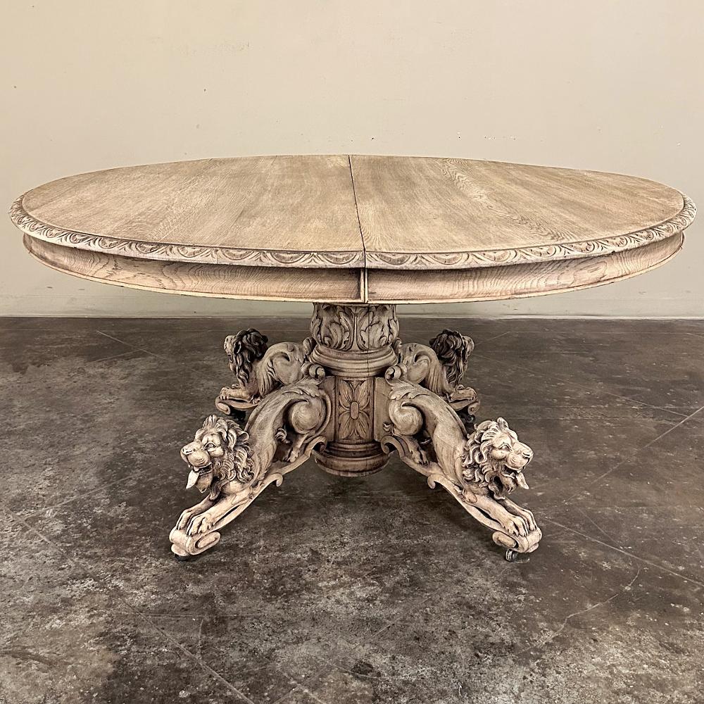 Oak 19th Century French Renaissance Pedestal Dining ~ Center Table For Sale
