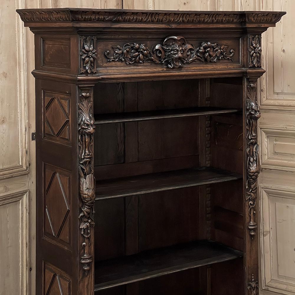 19th Century French Renaissance Petit Open Bookcase In Good Condition For Sale In Dallas, TX