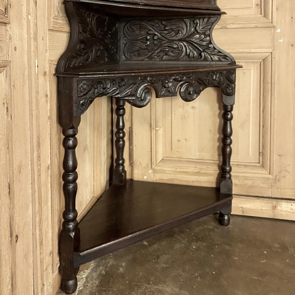Brass 19th Century French Renaissance Raised Corner Cabinet