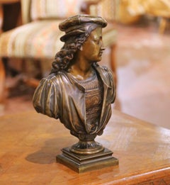 19th Century French Renaissance Revival Bronze Bust by Alexandre Duchoiselle
