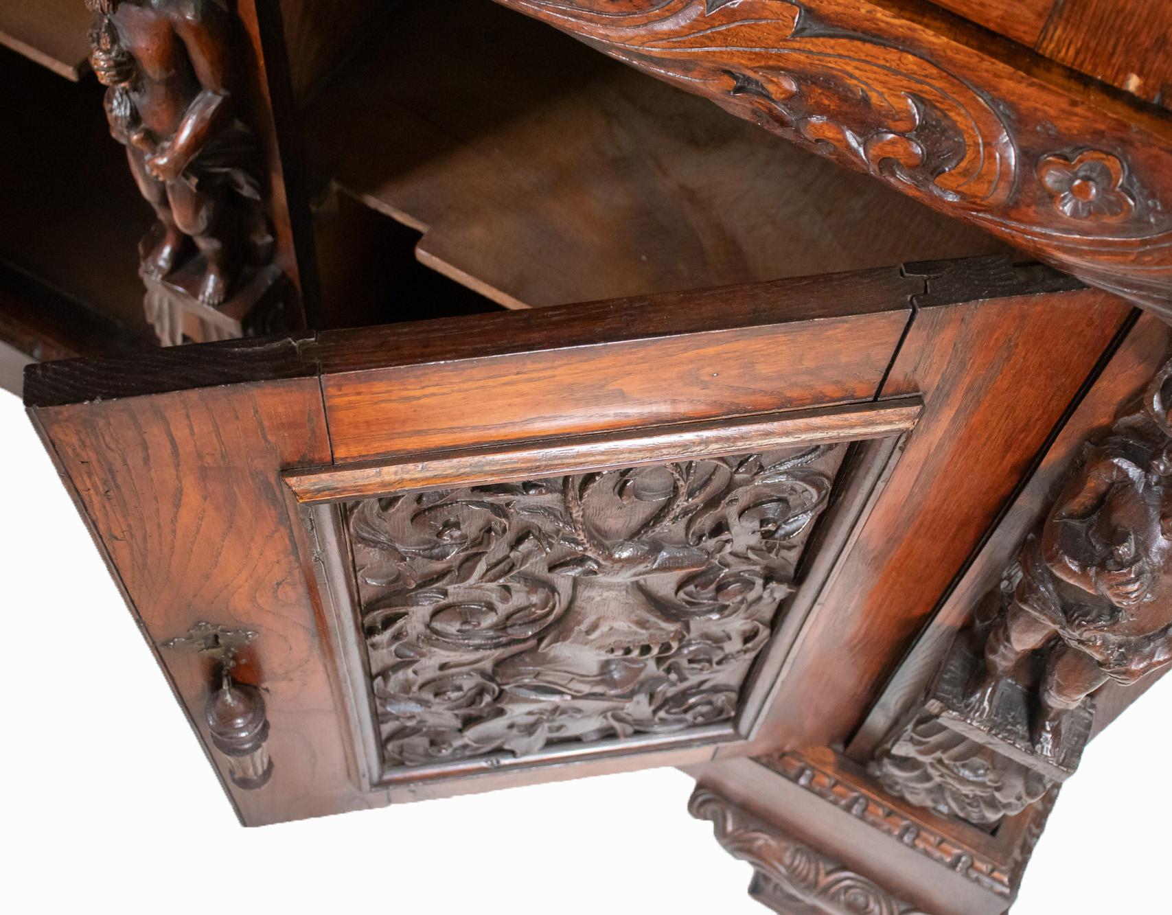 19th Century French Renaissance Revival Cabinet with Ornamental Figural Carvings For Sale 11