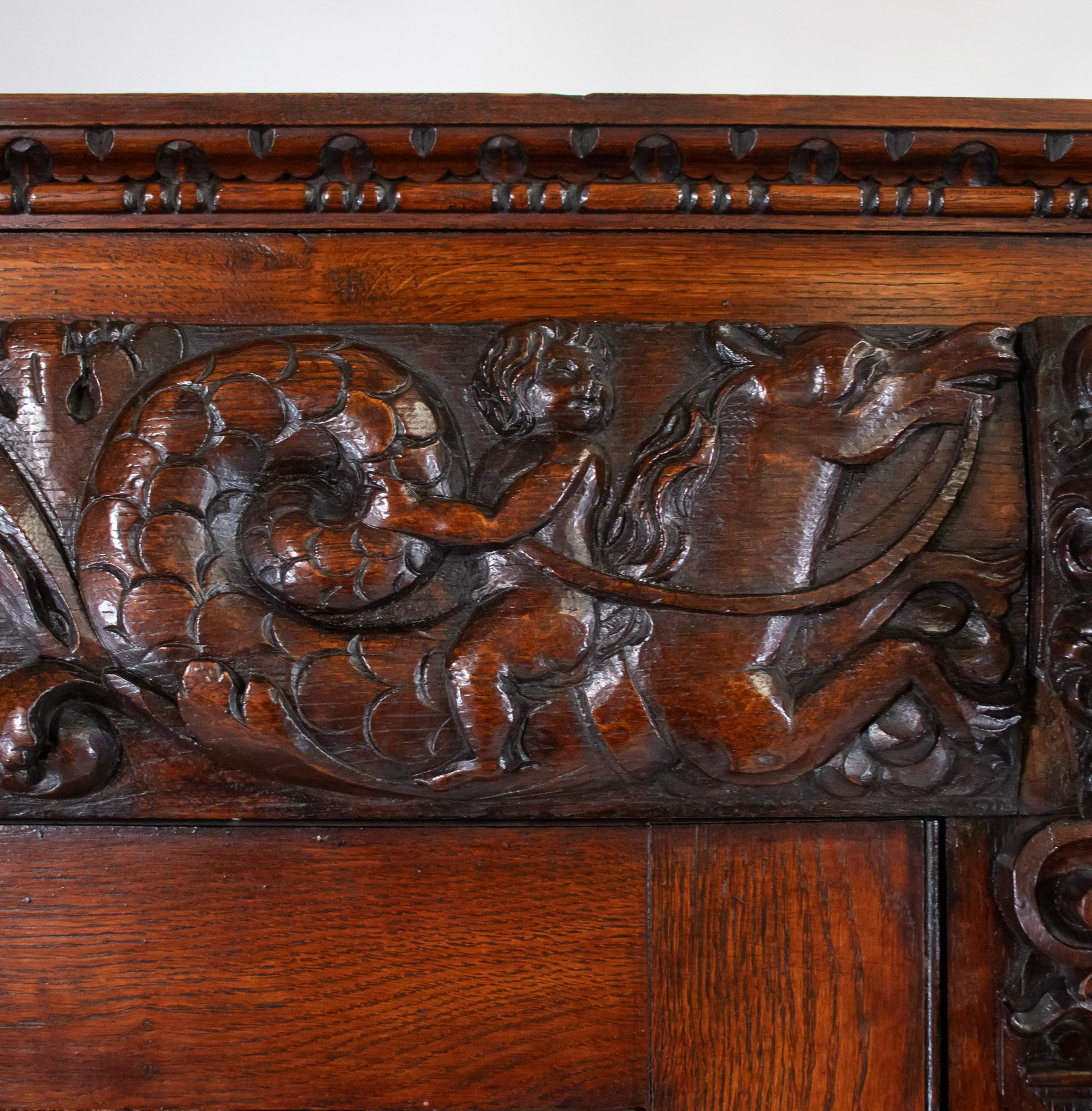 19th Century French Renaissance Revival Cabinet with Ornamental Figural Carvings For Sale 13