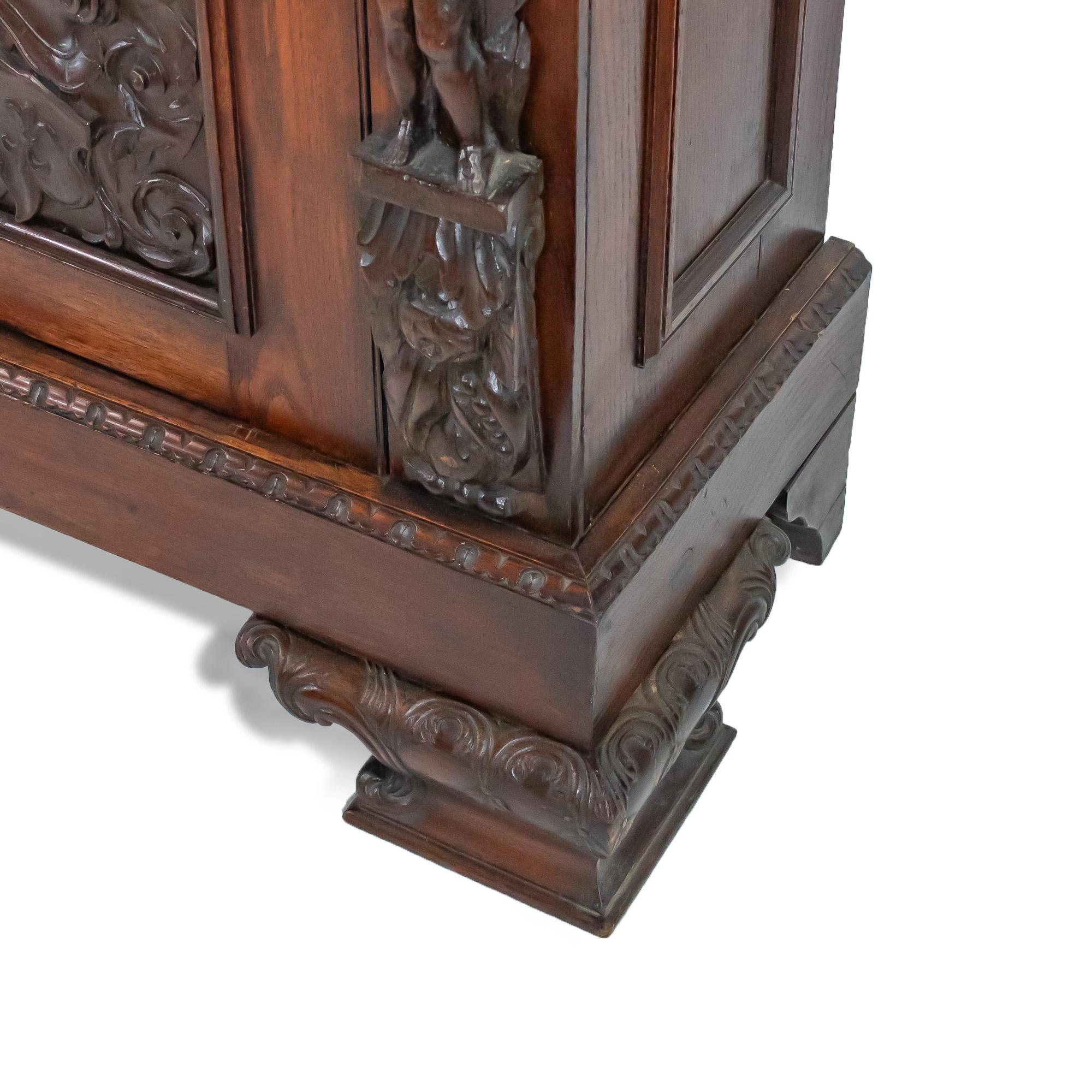 19th Century French Renaissance Revival Cabinet with Ornamental Figural Carvings For Sale 14