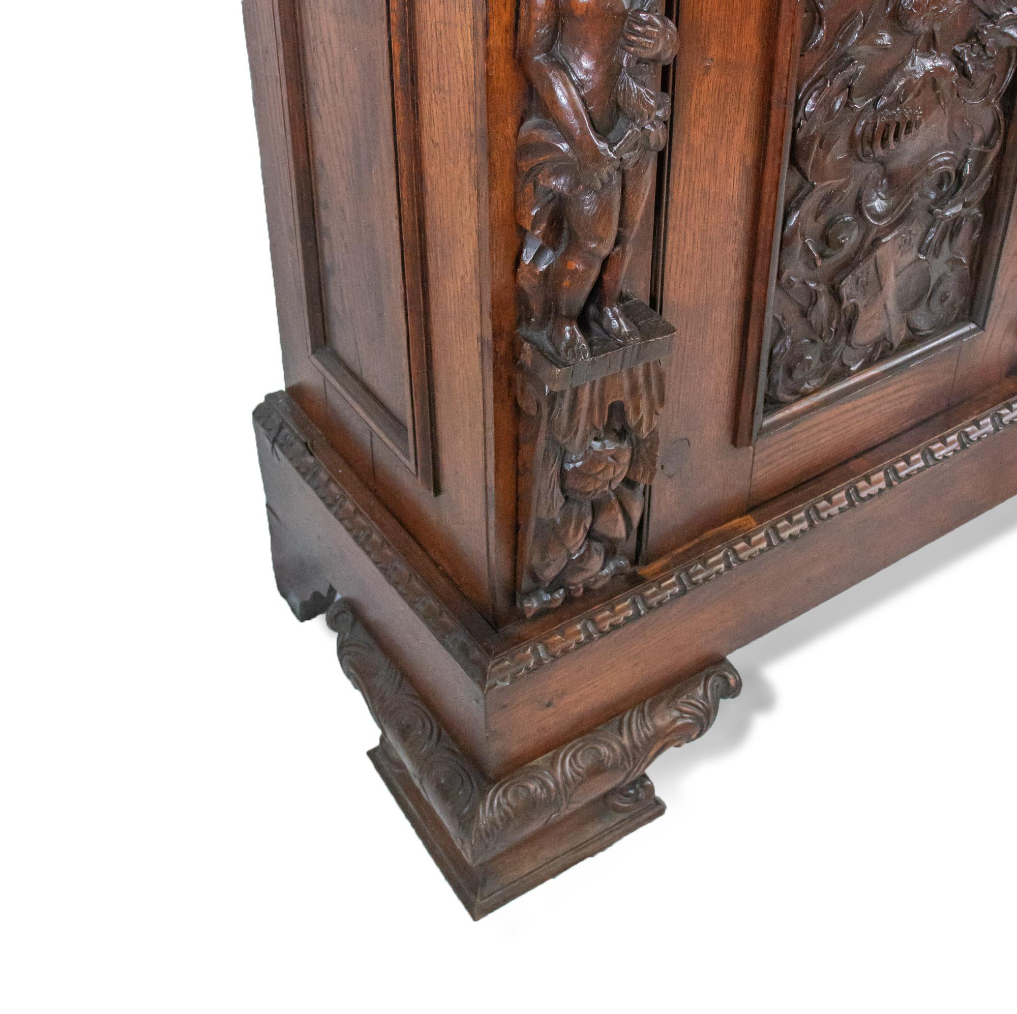 19th Century French Renaissance Revival Cabinet with Ornamental Figural Carvings For Sale 15