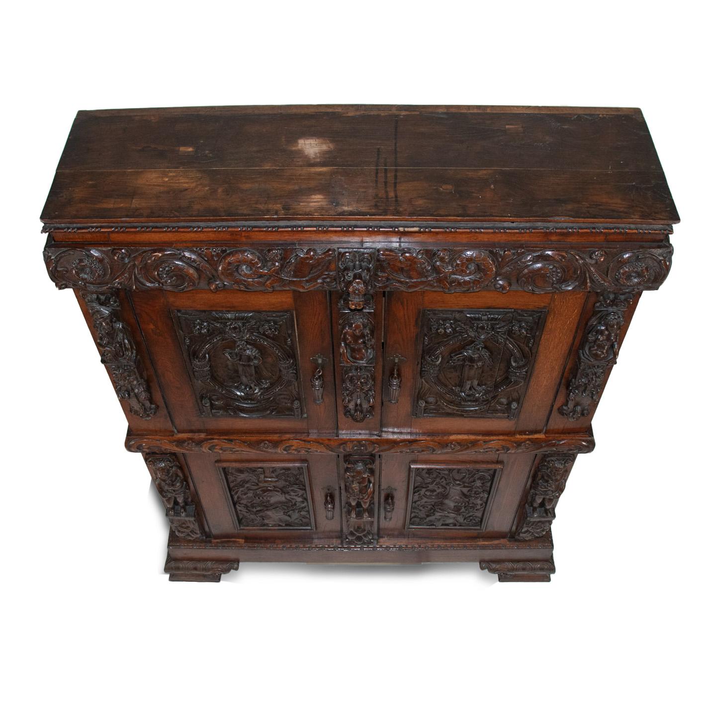 19th Century French Renaissance Revival Cabinet with Ornamental Figural Carvings For Sale 3